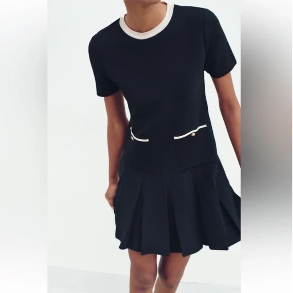 Zara pleated short knit dress